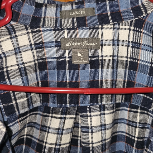 Eddie Bauer Navy and White Plaid Button Down Shirt - Picture 2 of 5